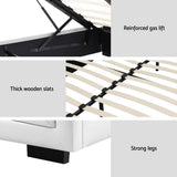Artiss TIYO white gas lift double bed frame from foot end — Allure Home Collections