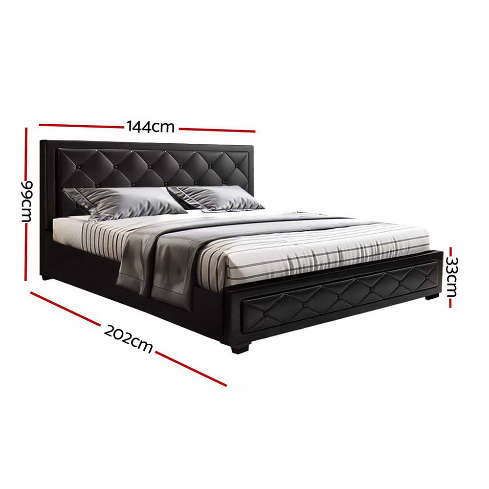 Artiss TIYO double black tufted PVC headboard close-up — Allure Home Collections