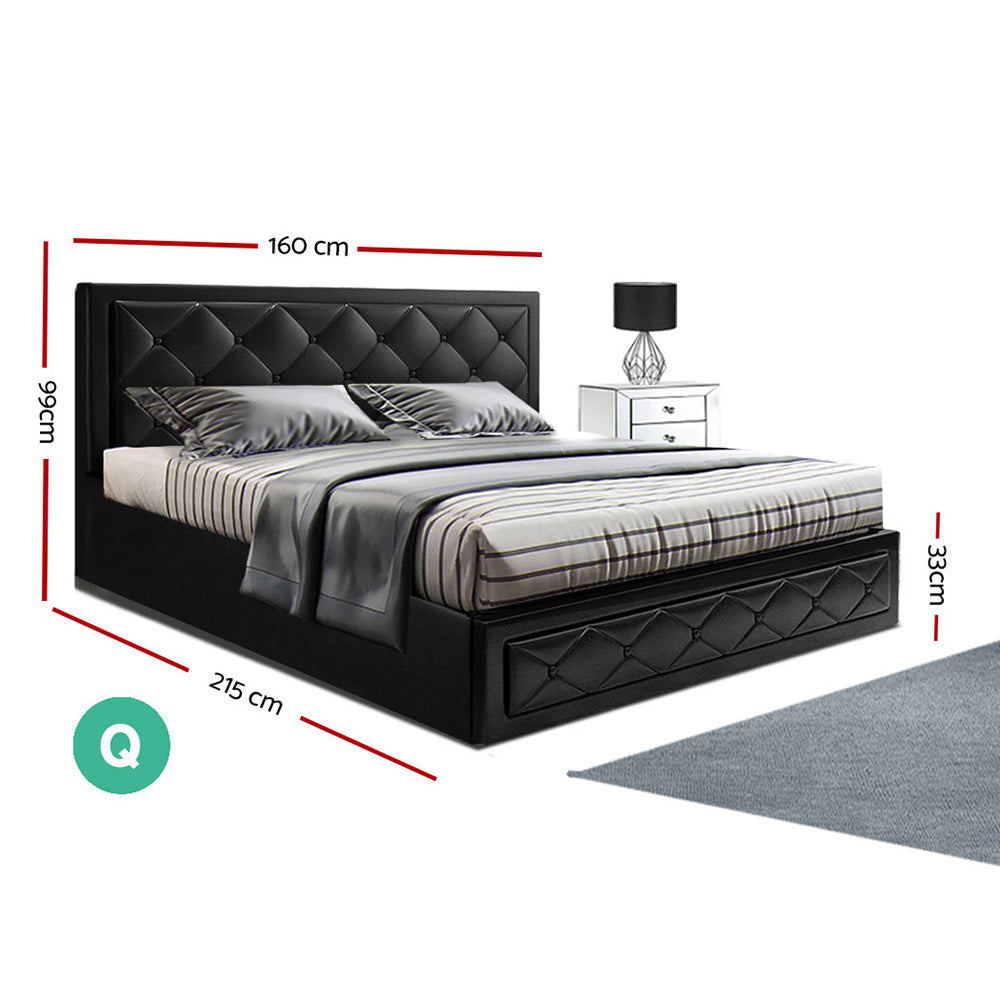 Artiss TIYO black PVC leather tufted headboard close-up — Allure Home Collections