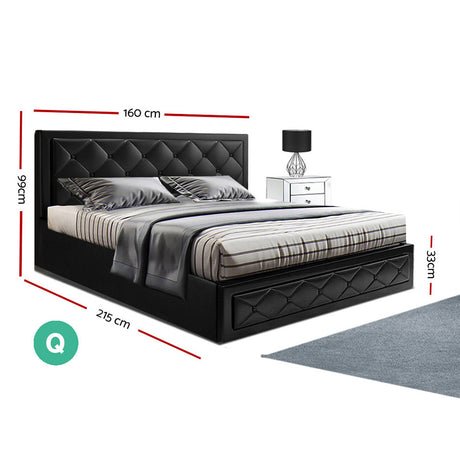 Artiss TIYO black PVC leather tufted headboard close-up — Allure Home Collections