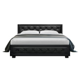 Artiss TIYO gas lift black bed frame open showing hidden storage — Allure Home Collections