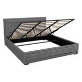Pavia grey King bed frame in a modern bedroom