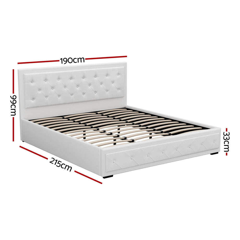 Artiss TIYO white tufted PVC leather headboard close-up — Allure Home Collections