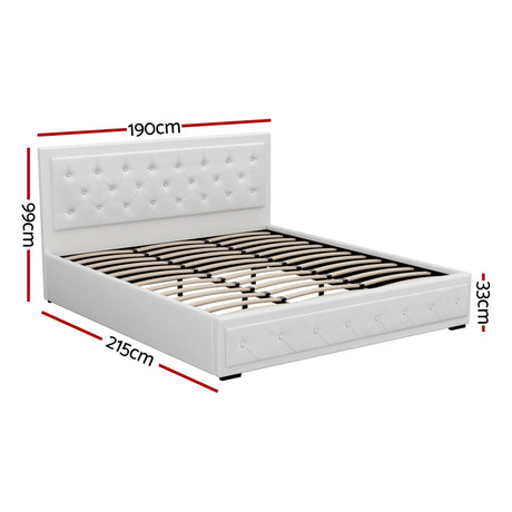Artiss TIYO white tufted PVC leather headboard close-up — Allure Home Collections