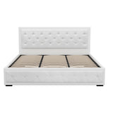 Artiss TIYO gas lift white bed frame open showing hidden storage — Allure Home Collections