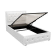 Artiss TIYO king single gas lift bed frame in white PVC leather — full front view — Allure Home Collections