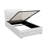 Artiss TIYO king single gas lift bed frame in white PVC leather — full front view — Allure Home Collections