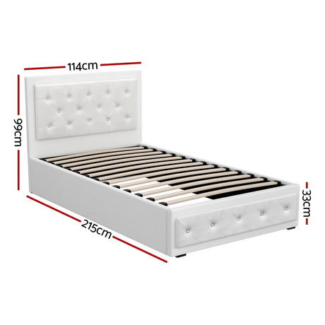 Artiss TIYO king single white tufted PVC headboard close-up — Allure Home Collections