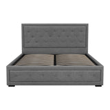 Artiss TIYO gas lift bed frame open showing hidden storage — Allure Home Collections