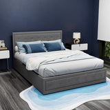 Artiss TIYO queen grey gas lift bed frame showing 300kg capacity — Allure Home Collections