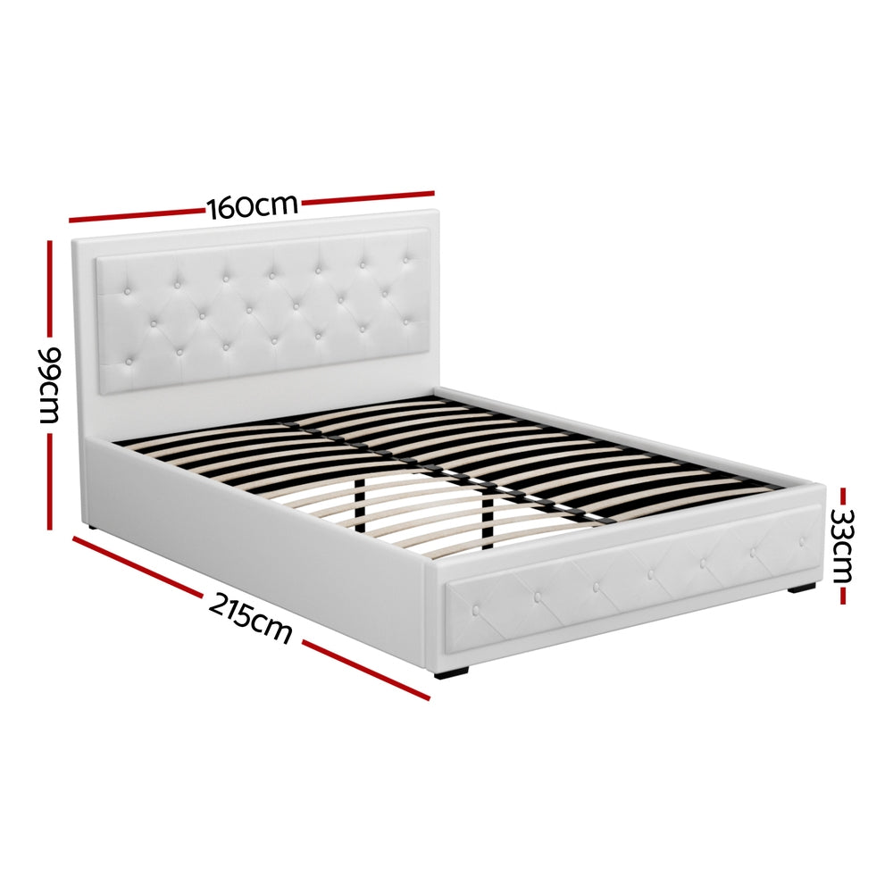 Artiss TIYO white tufted PVC leather headboard close-up — Allure Home Collections