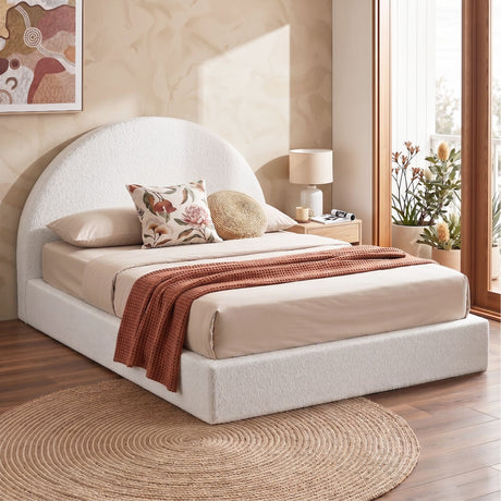 Forte White Double bed frame in a modern bedroom