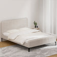 Artiss AMMY queen bed frame in beige faux linen — full front view — Allure Home Collections