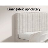 Artiss AMMY queen beige bed frame from foot end showing full proportions — Allure Home Collections
