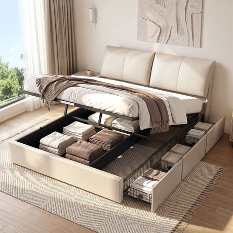 Bologna beige King bed frame in a modern bedroom