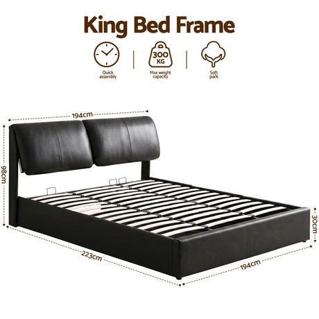 Oslo King Gas Lift Bed, Black, view 7