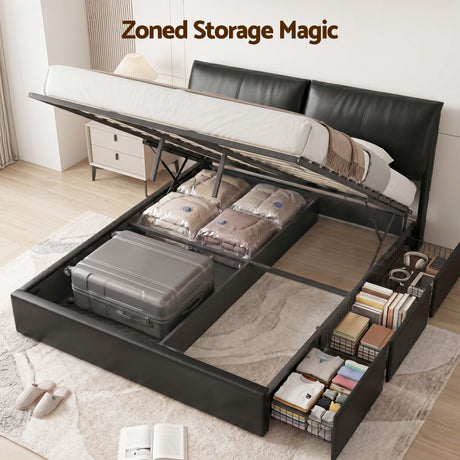 Oslo King Gas Lift Bed, Black, view 2