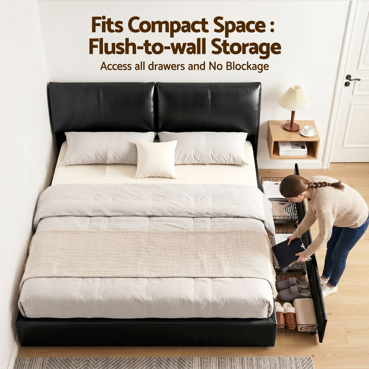 Oslo King Gas Lift Bed, Black, view 4
