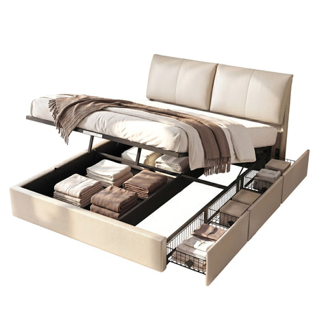 Bologna beige Queen bed frame in a modern bedroom