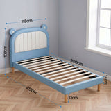 Bracken Kids Bed, Bear Headboard, Blue, view 2
