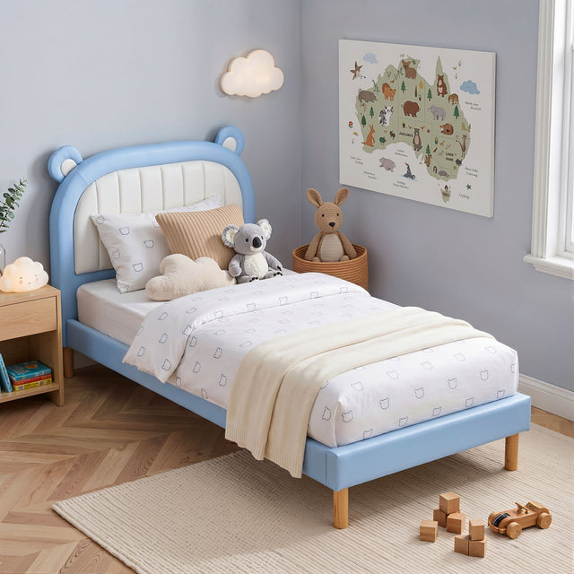 Bracken Kids Bed, Bear Headboard, Blue, view 9