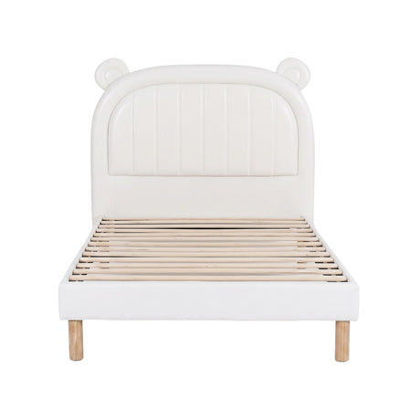 Bracken Kids Bed, Bear Headboard, Beige, view 3