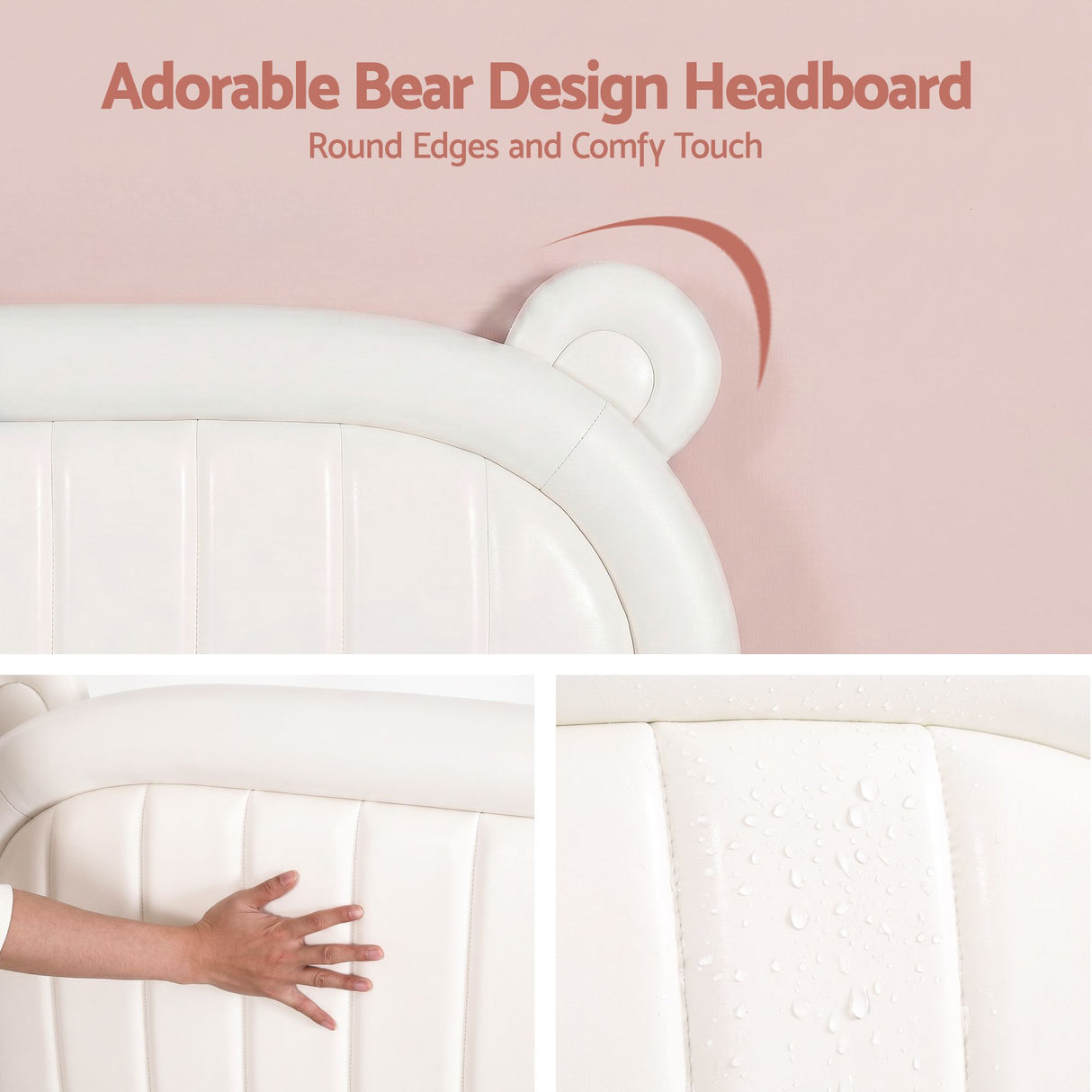 Bracken Kids Bed, Bear Headboard, Beige, view 4