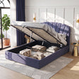 Siena grey Queen bed frame in a modern bedroom