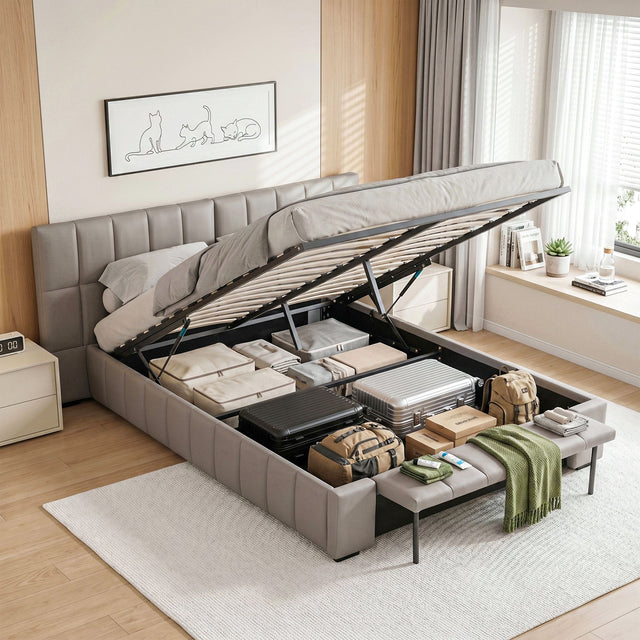 Ravenna grey Queen bed frame in a modern bedroom