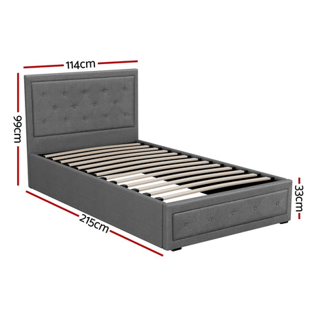 Artiss TIYO king single grey tufted faux linen headboard close-up — Allure Home Collections