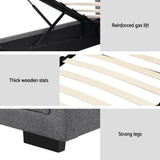 Artiss TIYO grey gas lift king single bed frame from foot end — Allure Home Collections