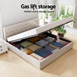 Artiss VILA beige king bed frame side profile — Allure Home Collections