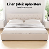 Artiss VILA gas lift bed frame styled in Scandi bedroom — Allure Home Collections