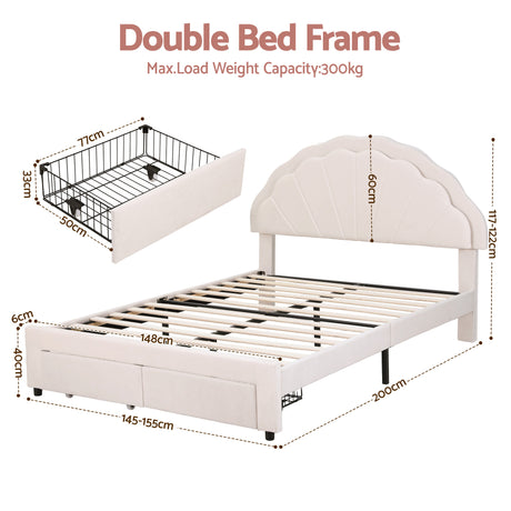 Piacenza Double Storage Bed Frame, White