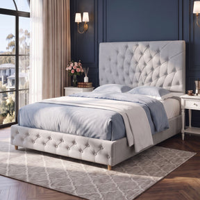 Verona grey Double bed frame in a modern bedroom