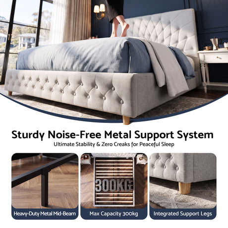 Verona Double Bed Frame, Grey