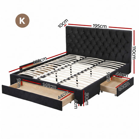 Vicenza King Storage Bed Frame, Black