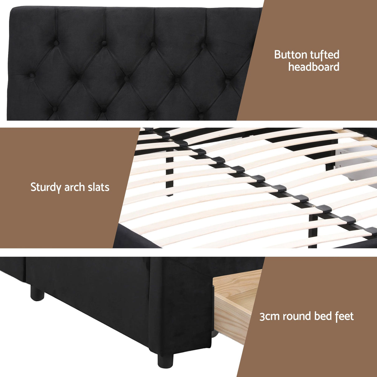 Vicenza King Storage Bed Frame, Black