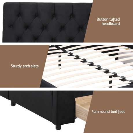 Vicenza King Storage Bed Frame, Black