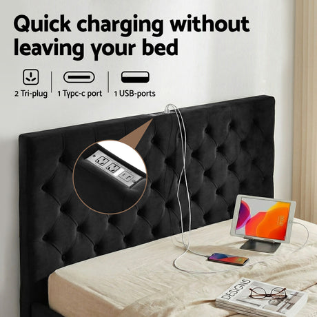 Vicenza Queen Storage Bed Frame, Black