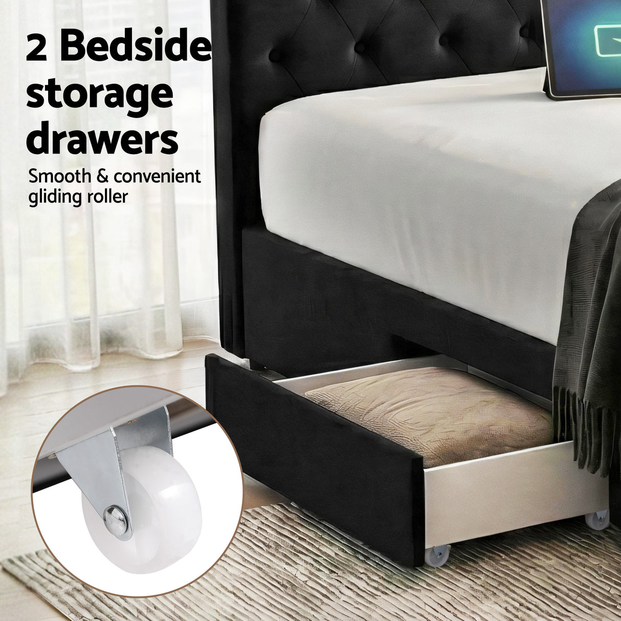 Vicenza Queen Storage Bed Frame, Black