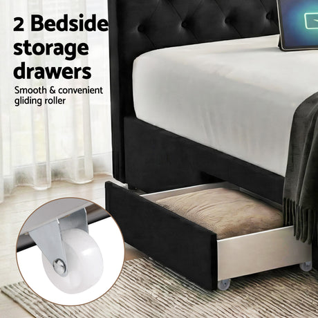 Vicenza Queen Storage Bed Frame, Black