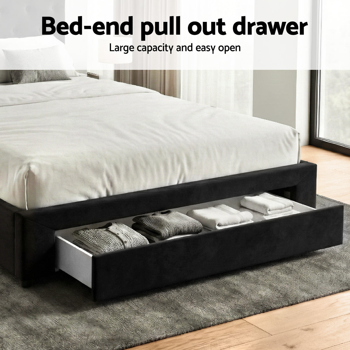 Vicenza Queen Storage Bed Frame, Black