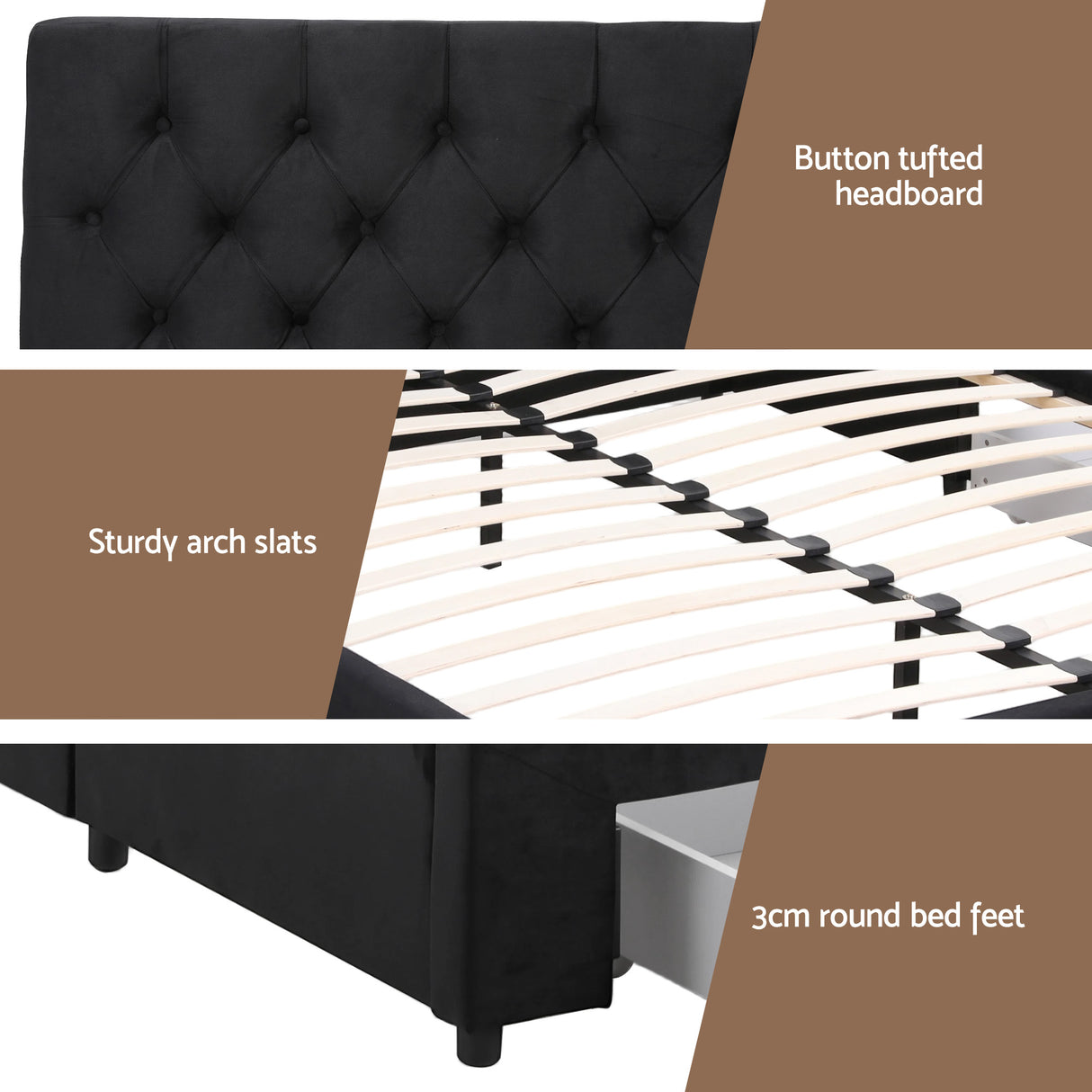 Vicenza Queen Storage Bed Frame, Black