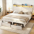 Treviso beige King bed frame in a modern bedroom