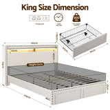 Treviso King Storage Bed Frame, Beige