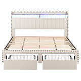 Treviso King Storage Bed Frame, Beige