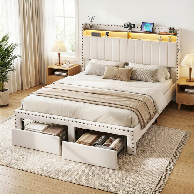 Savoy Queen Upholstered Storage Bed, Linen