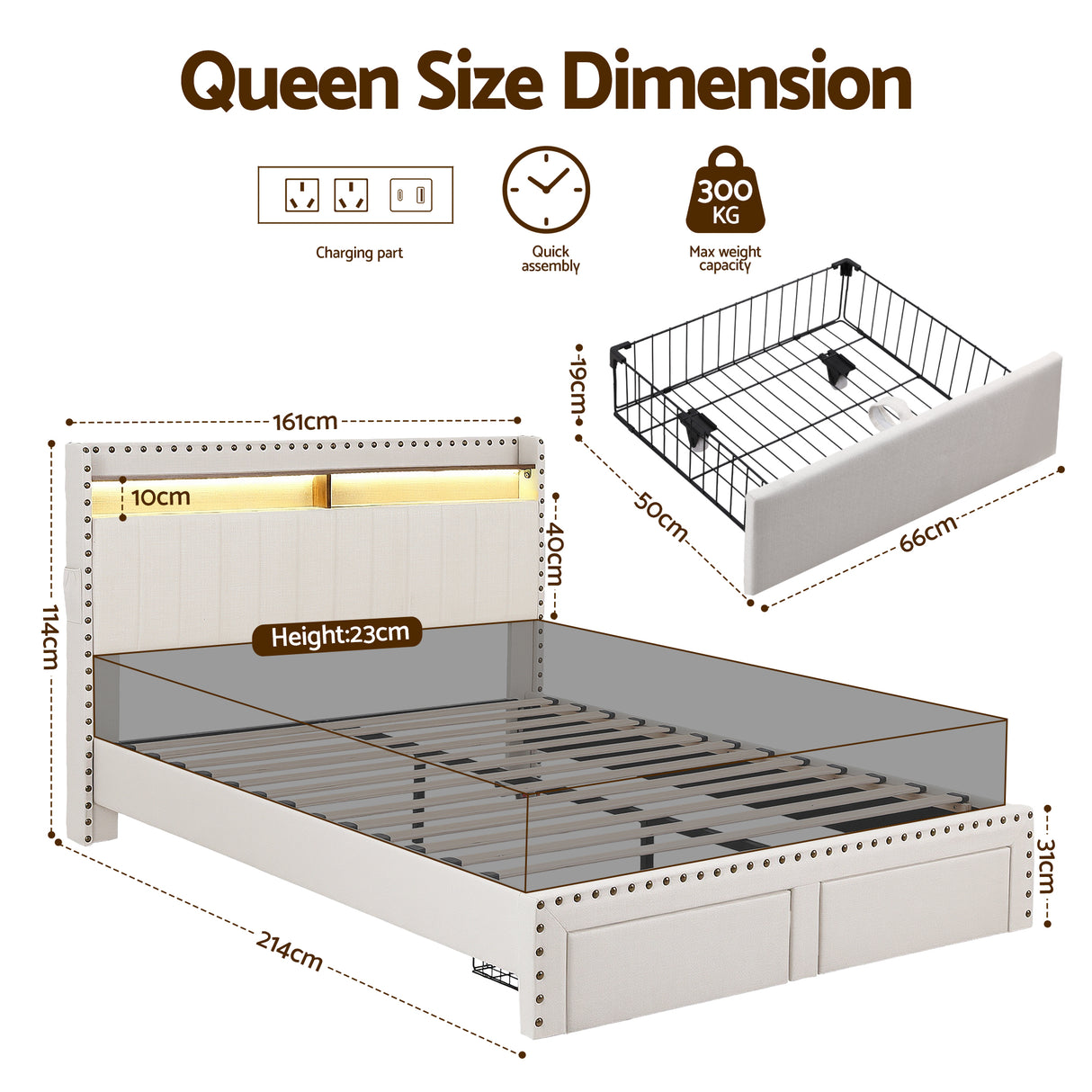 Savoy Queen Upholstered Storage Bed, Linen, view 2