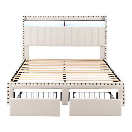 Savoy Queen Upholstered Storage Bed, Linen, view 3